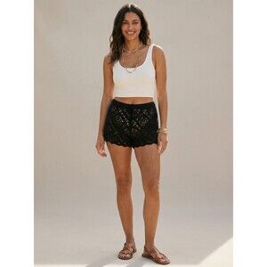 Wild Fable Shorts Womens XL Black Crochet Scallop Hem Beach Swim Cover Up Boho